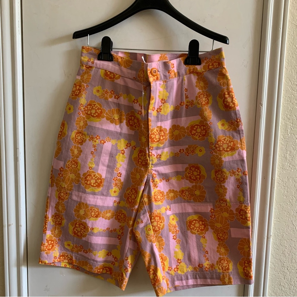 NWT Free People high waist bermuda short, floral print, size 10